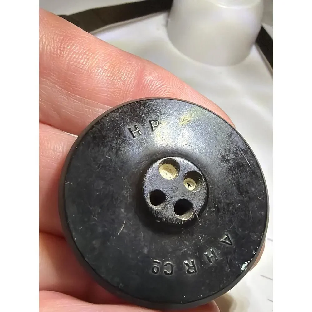 Vintage Black Anchor Nautical Button Metal Inlay Stars A W R Co Military Style